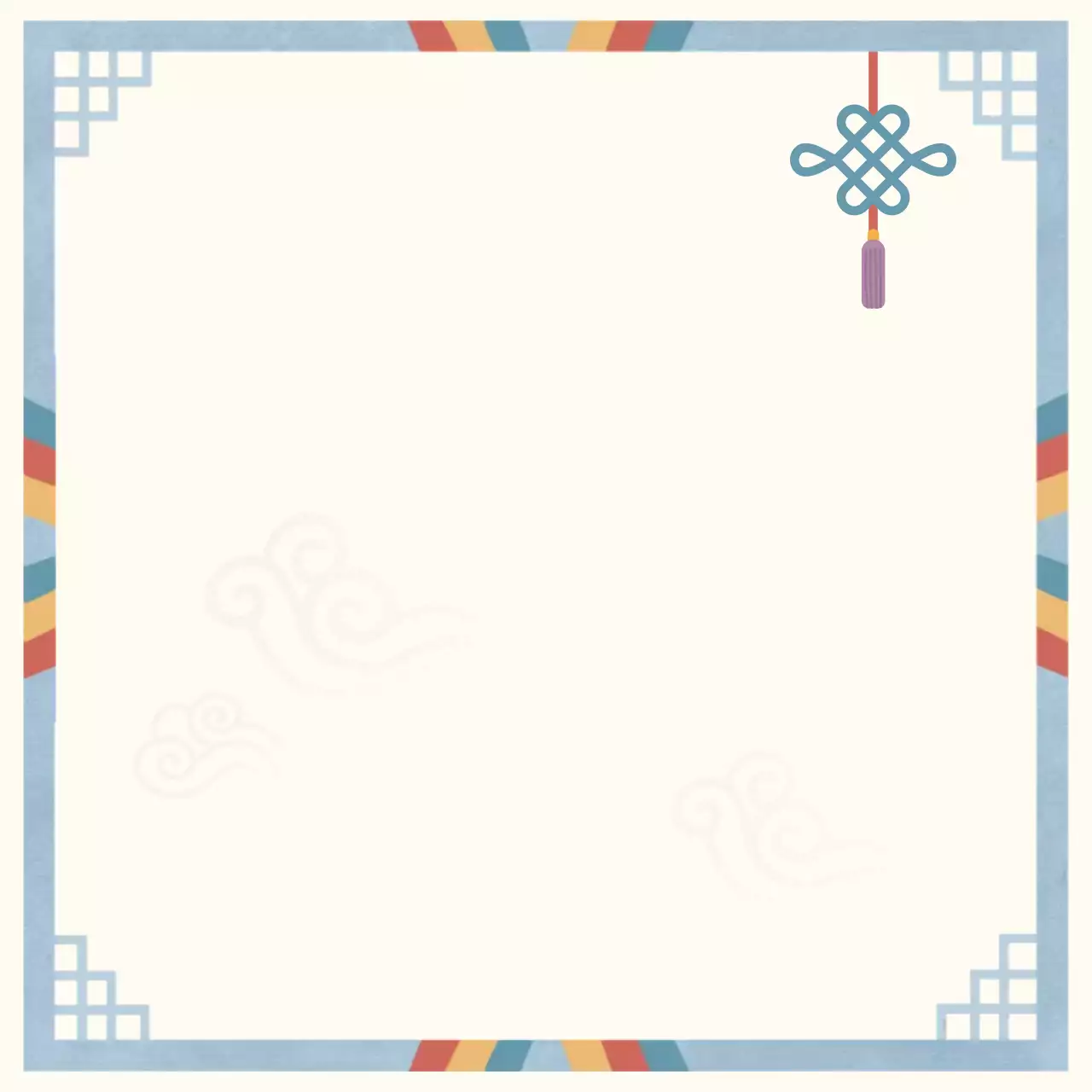 아이보리 전통 한국적 엽서