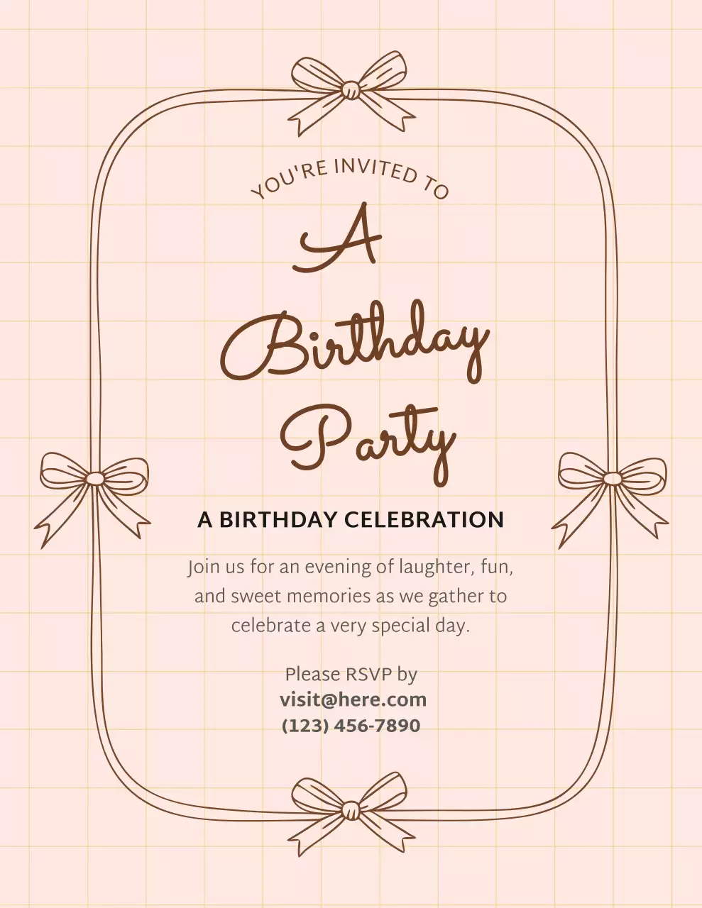 Beige Elegant Birthday Invitation Poster