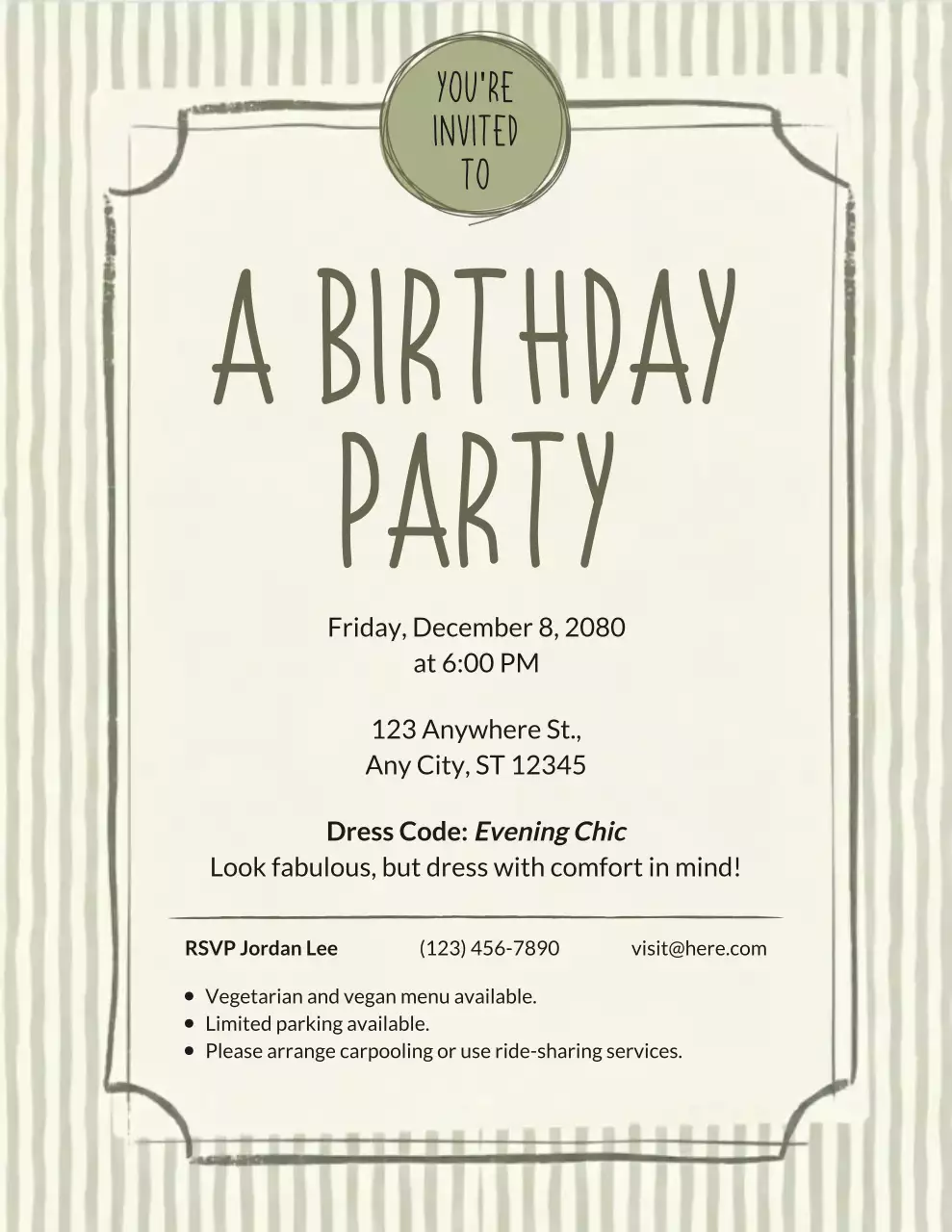 Beige Simple Birthday Invitation Poster