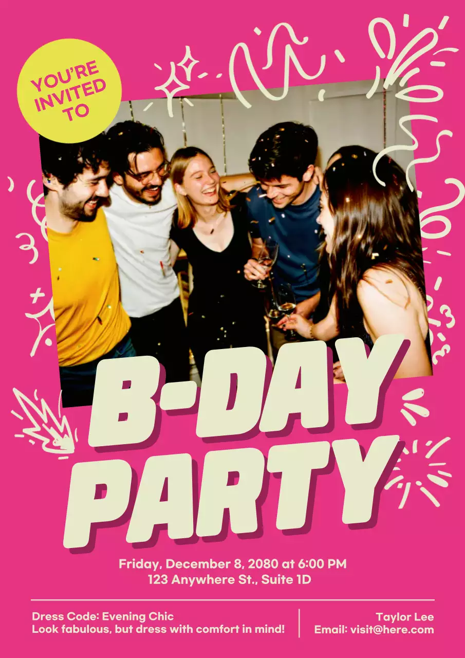 Pink Trendy Birthday Invitation