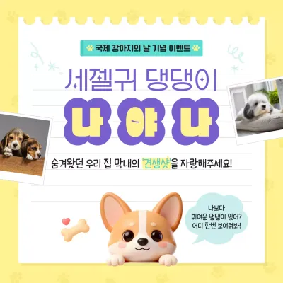 노랑 아기자기한 반려동물 이벤트