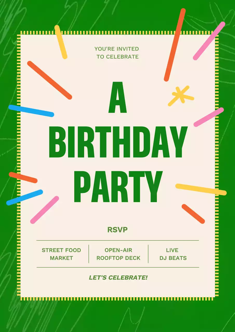 Green Playful Birthday Invitation