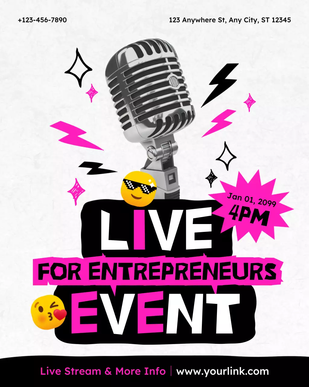 pink retro entrepreneur event invitation