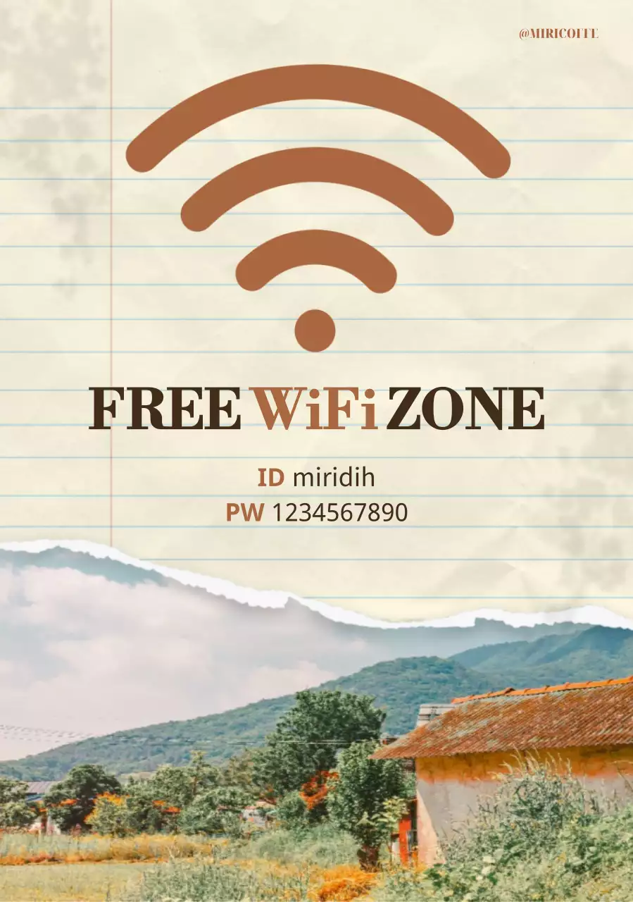 갈색 빈티지 와이파이 안내