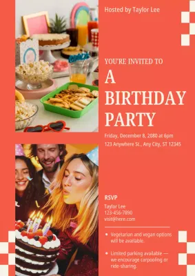 Orange Retro Birthday Invitation Poster