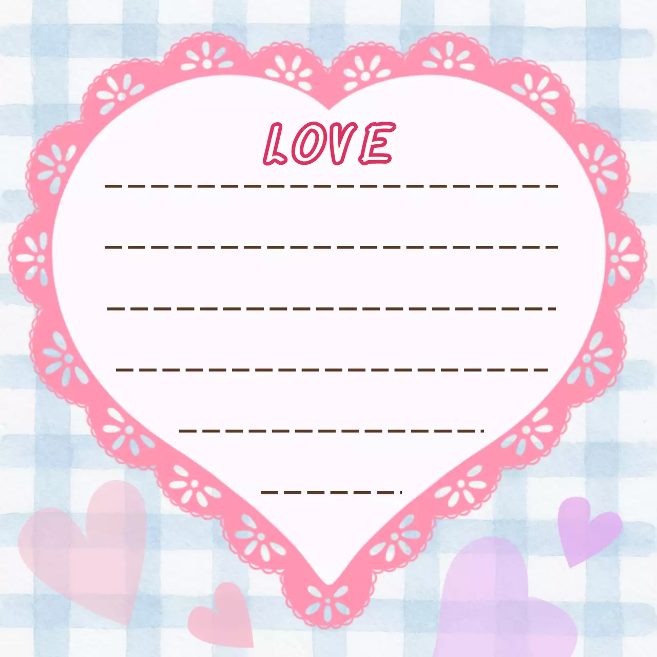 핑크 아기자기한 하트 편지지