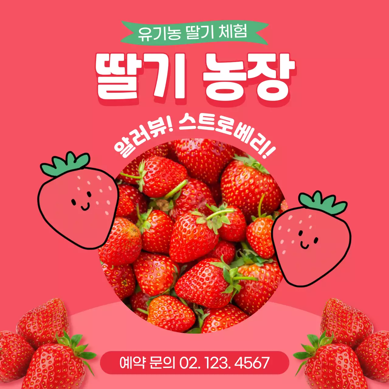 빨강 아기자기한 농장 체험 홍보