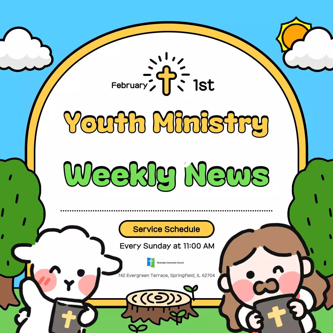 Sky Blue Cute Youth Ministry Worship Guide