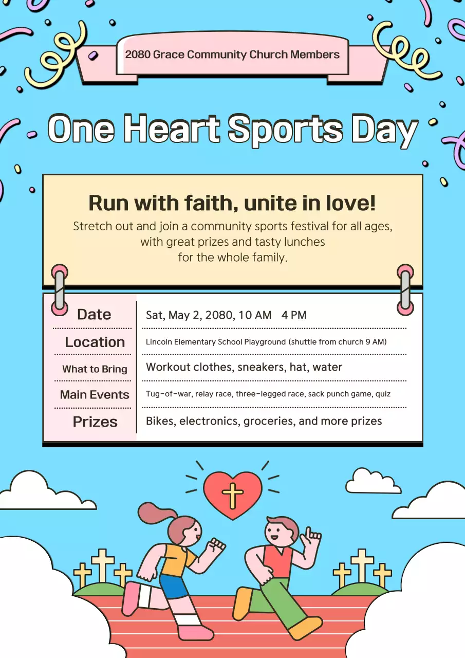 Sự kiện lễ hội thể thao dễ thương màu xanh da trời