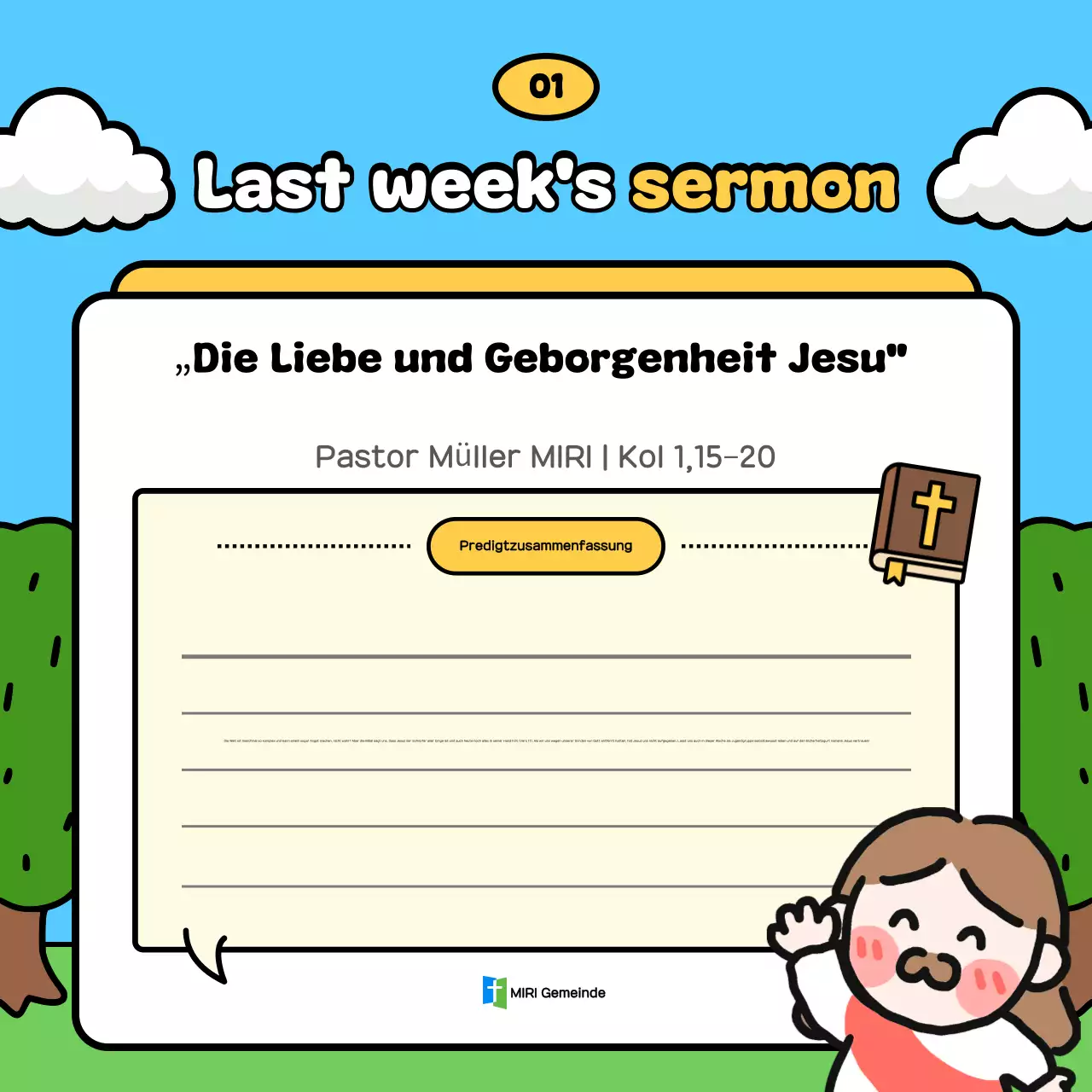 Himmelblauer Leitfaden für den Gottesdienst der Jugendgruppe