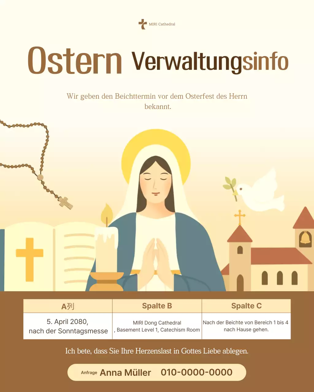 Beige Traditioneller Kathedralen-Gottesdienstführer