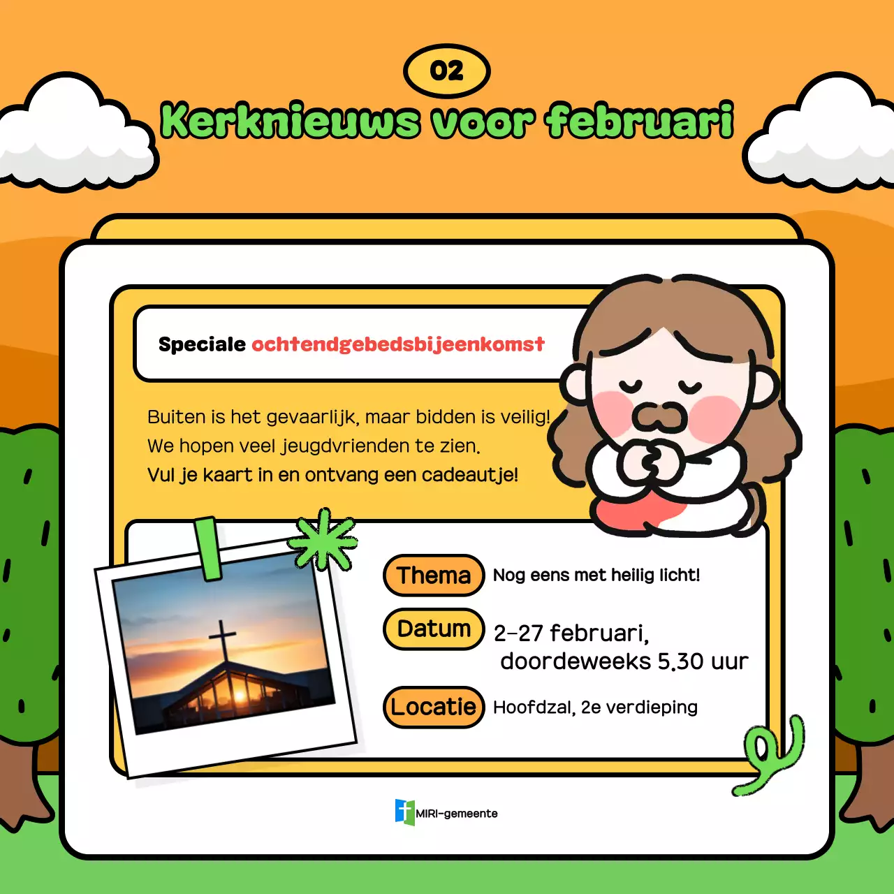 Hemelsblauwe schattige aanbiddingsgids voor de jeugdgroep