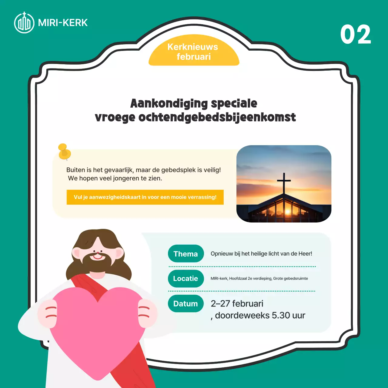 Gids voor de kerkdienst van de Gele Baby