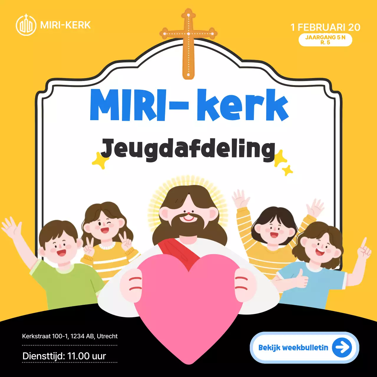Gids voor de kerkdienst van de Gele Baby