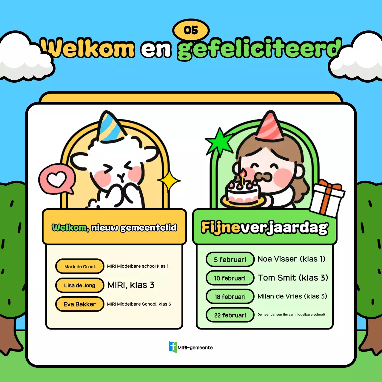 Hemelsblauwe schattige aanbiddingsgids voor de jeugdgroep