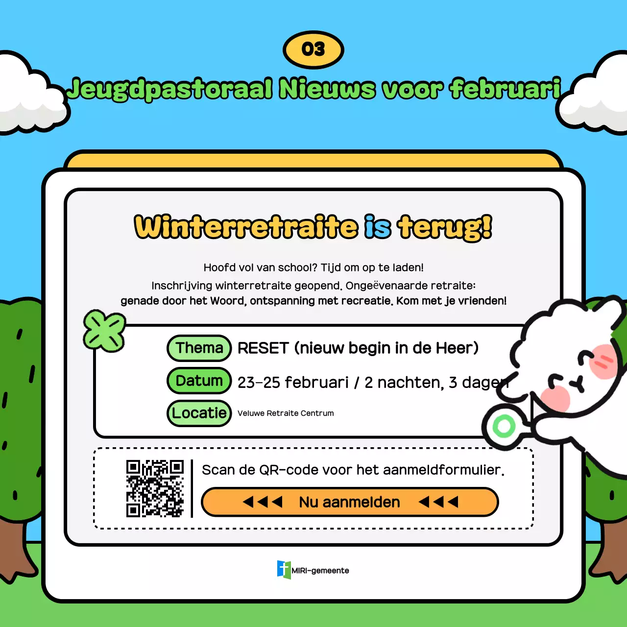 Hemelsblauwe schattige aanbiddingsgids voor de jeugdgroep