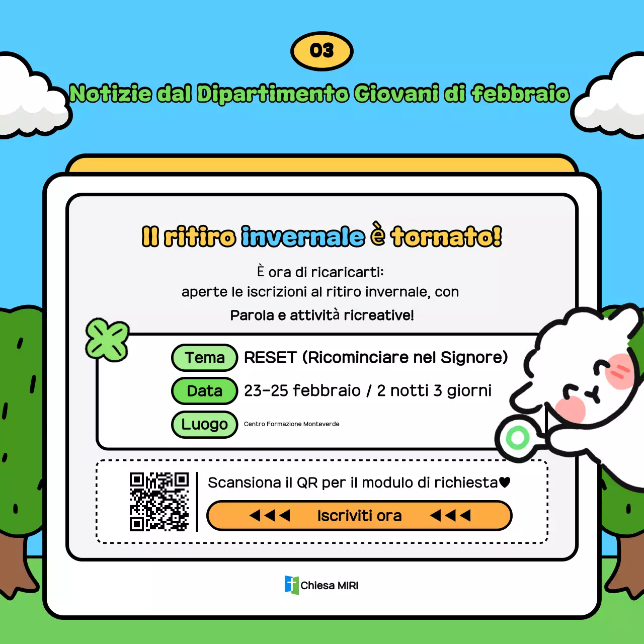 Guida al culto del ministero giovanile carino blu cielo