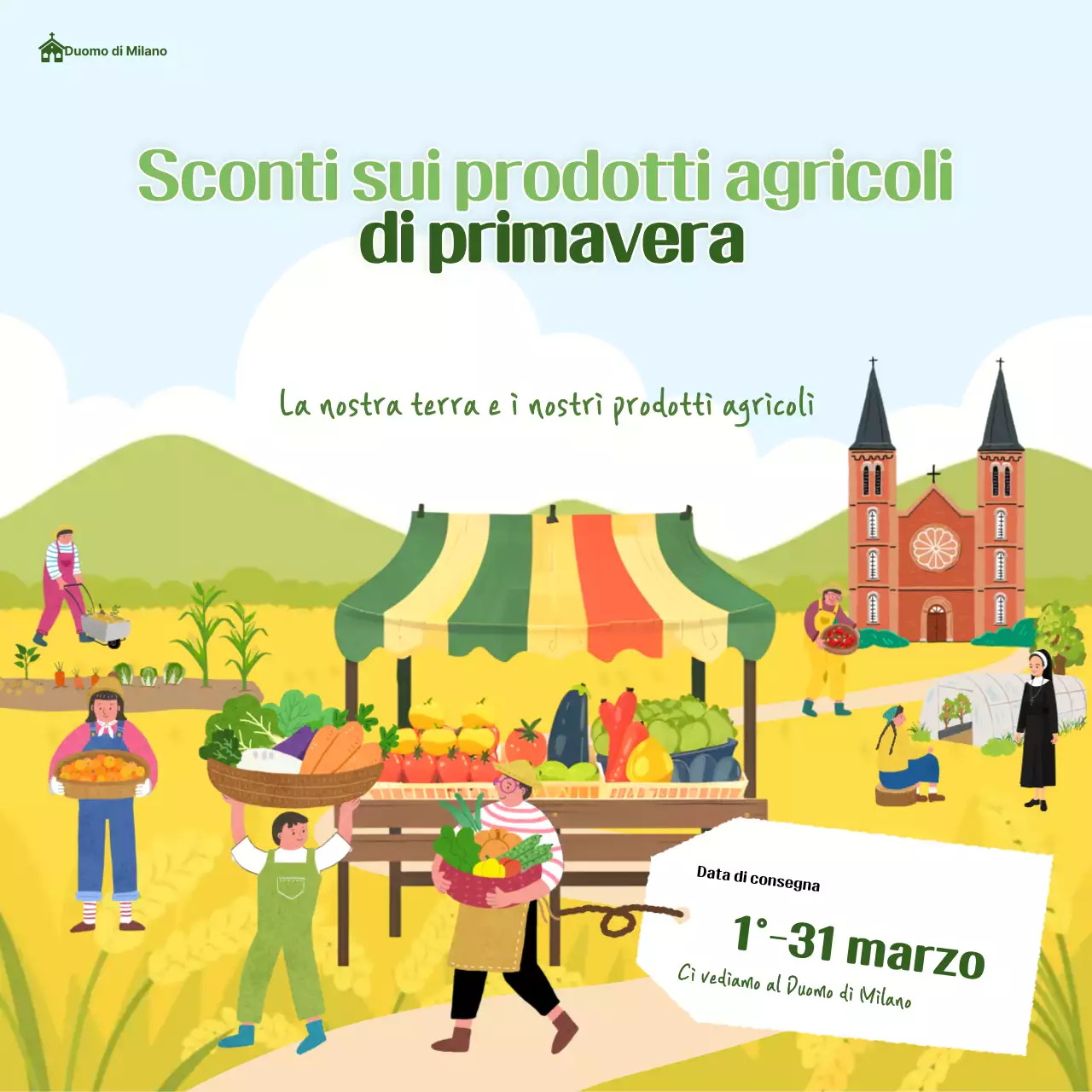 Evento di sconti sui prodotti agricoli verdi e carini
