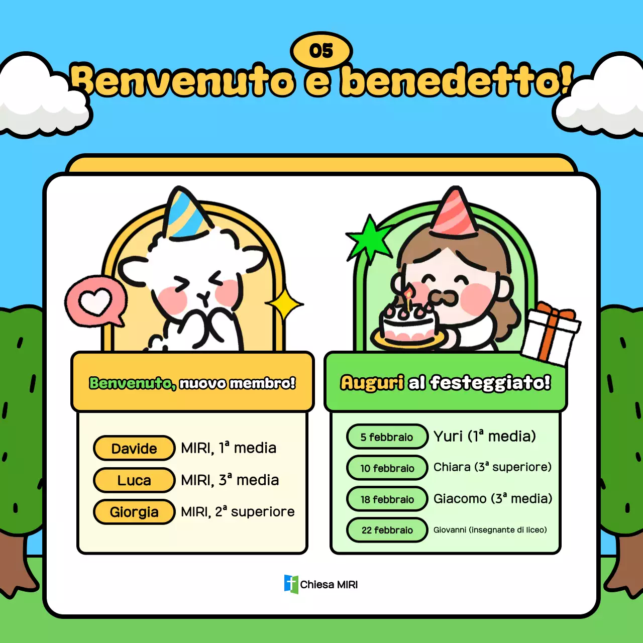 Guida al culto del ministero giovanile carino blu cielo