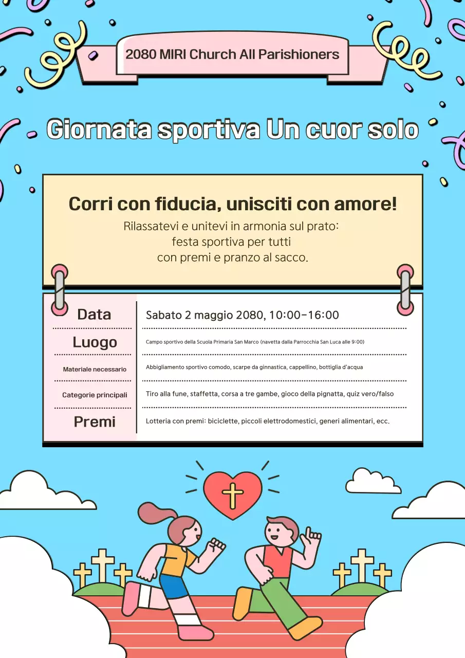 Evento del festival sportivo carino blu cielo