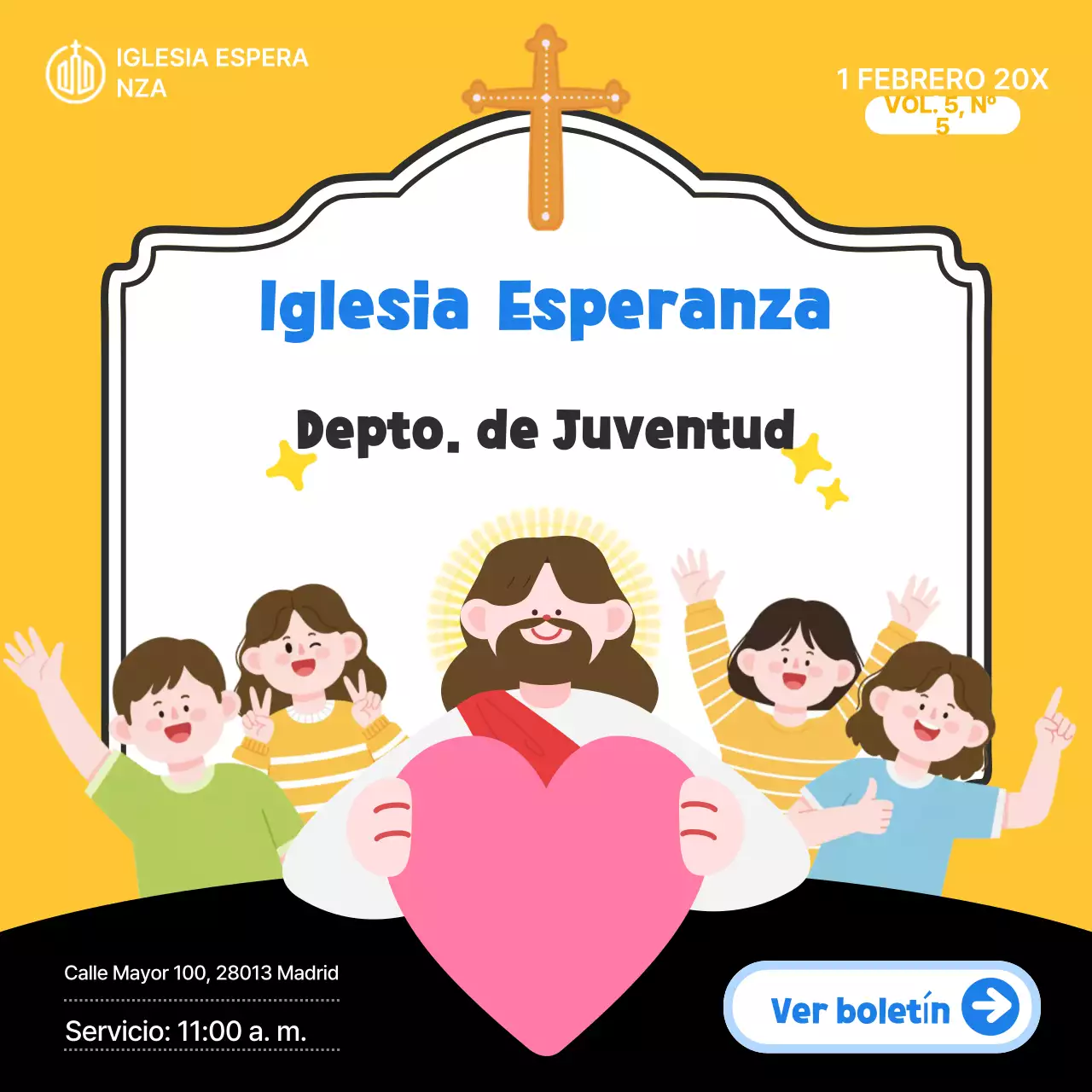 Guía de servicios de la iglesia Yellow Baby