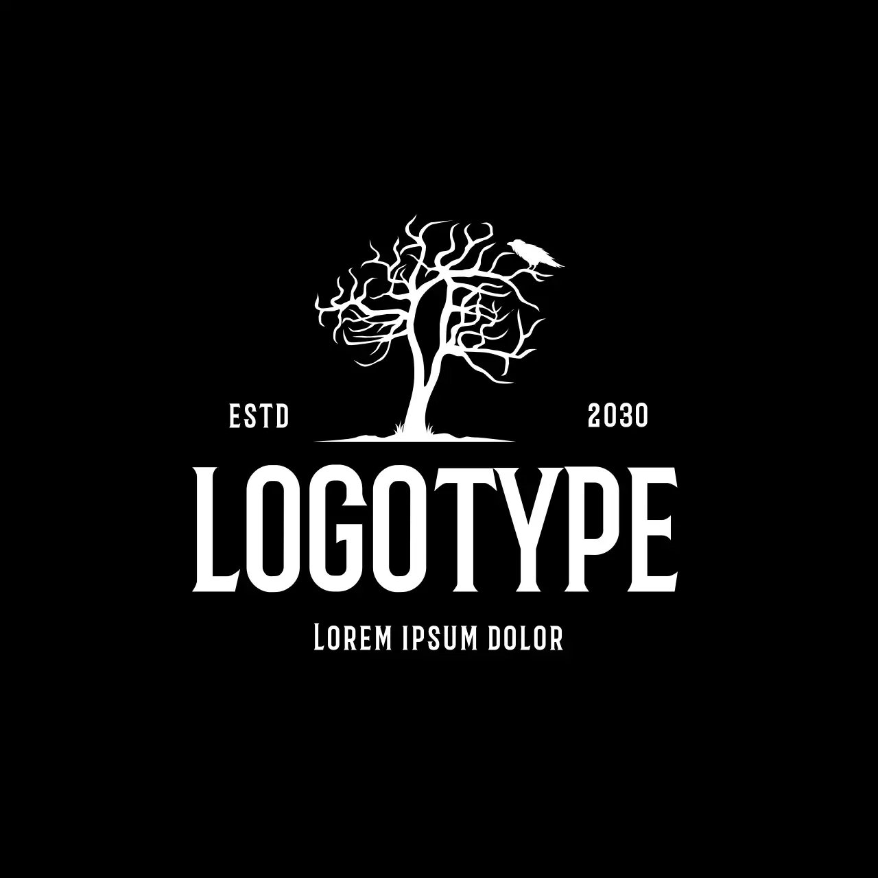 black minimal tree for brand identity