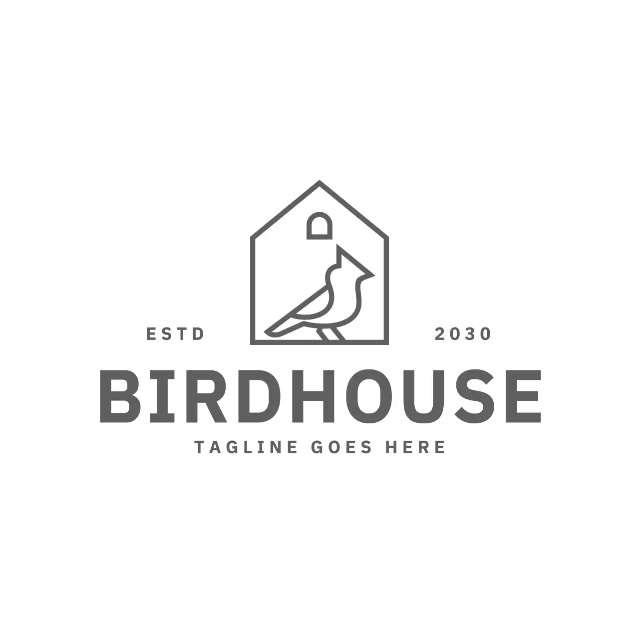 grey minimalist bird house for brand identity