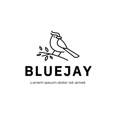 Burung Jay Minimalis Hitam untuk Identitas Merek