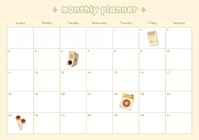 beige cute monthly planner schedule