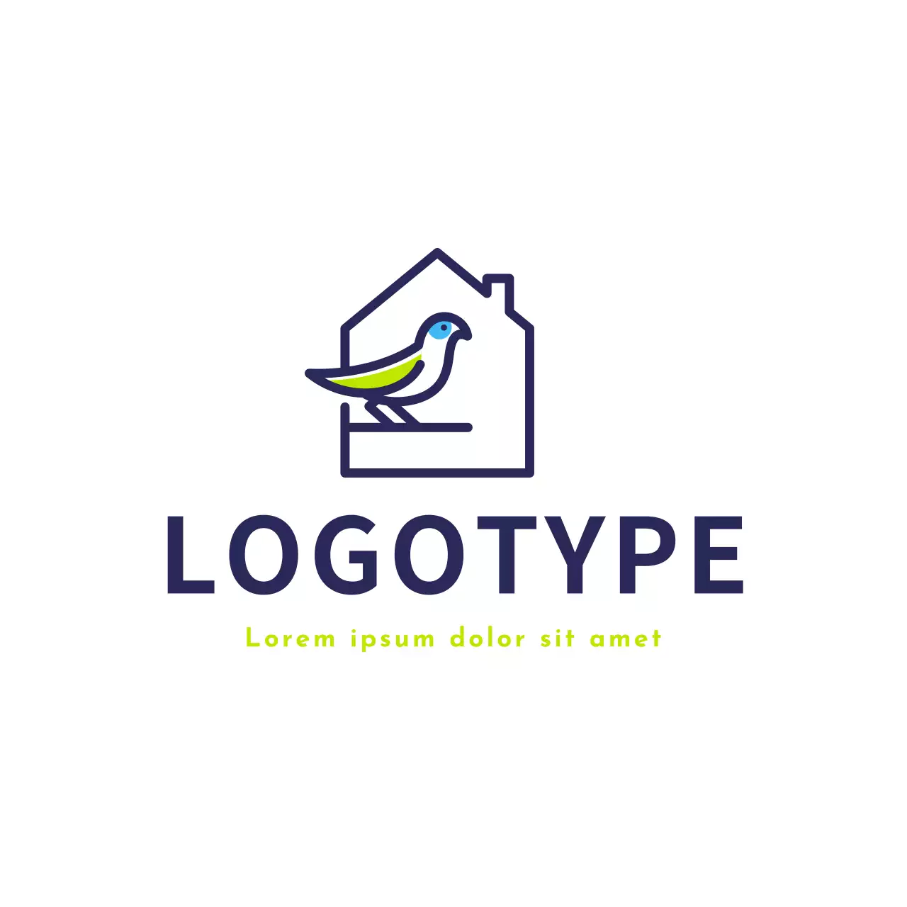 Ngôi nhà chim tối giản màu xanh dương dành cho nhận diện thương hiệu