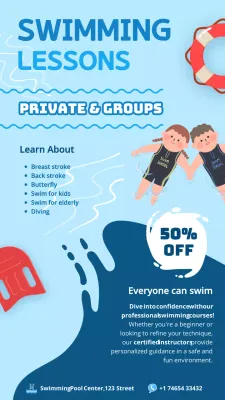Modern Swimming Lesson Promotion in Blue Color