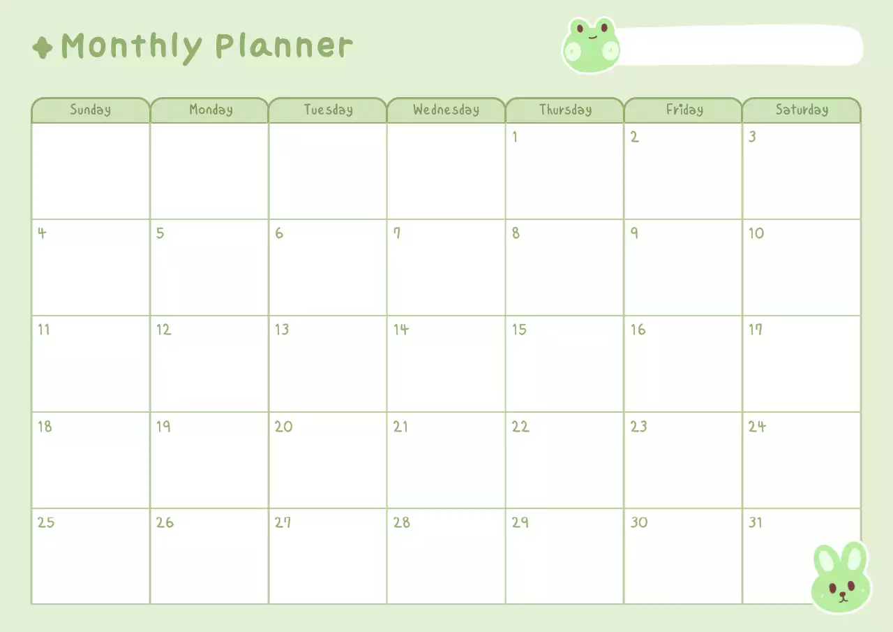cute monthly planner calendar