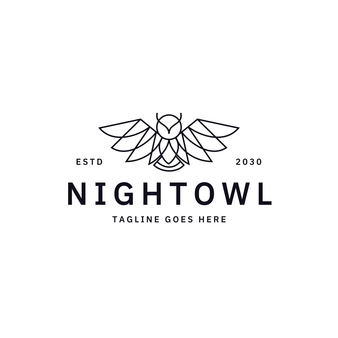 black minimal owl for brand identity