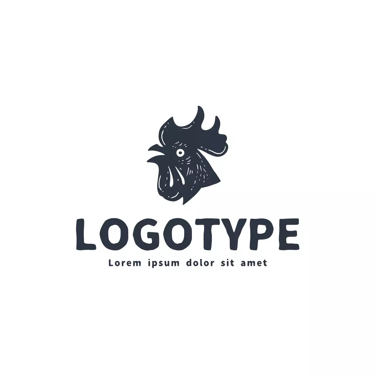 black minimalist rooster head for brand identity