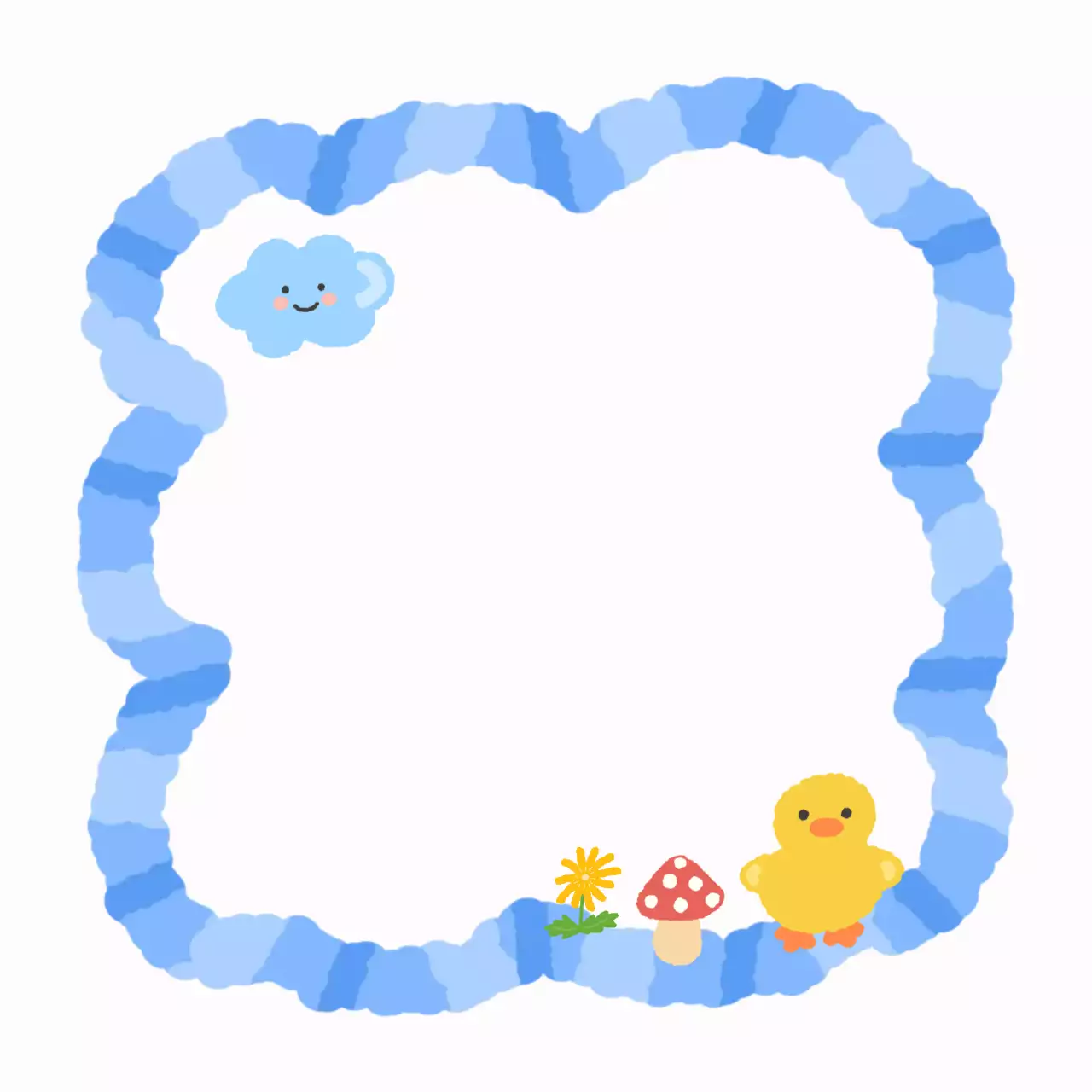 하늘색 아기자기한 동물 초대장