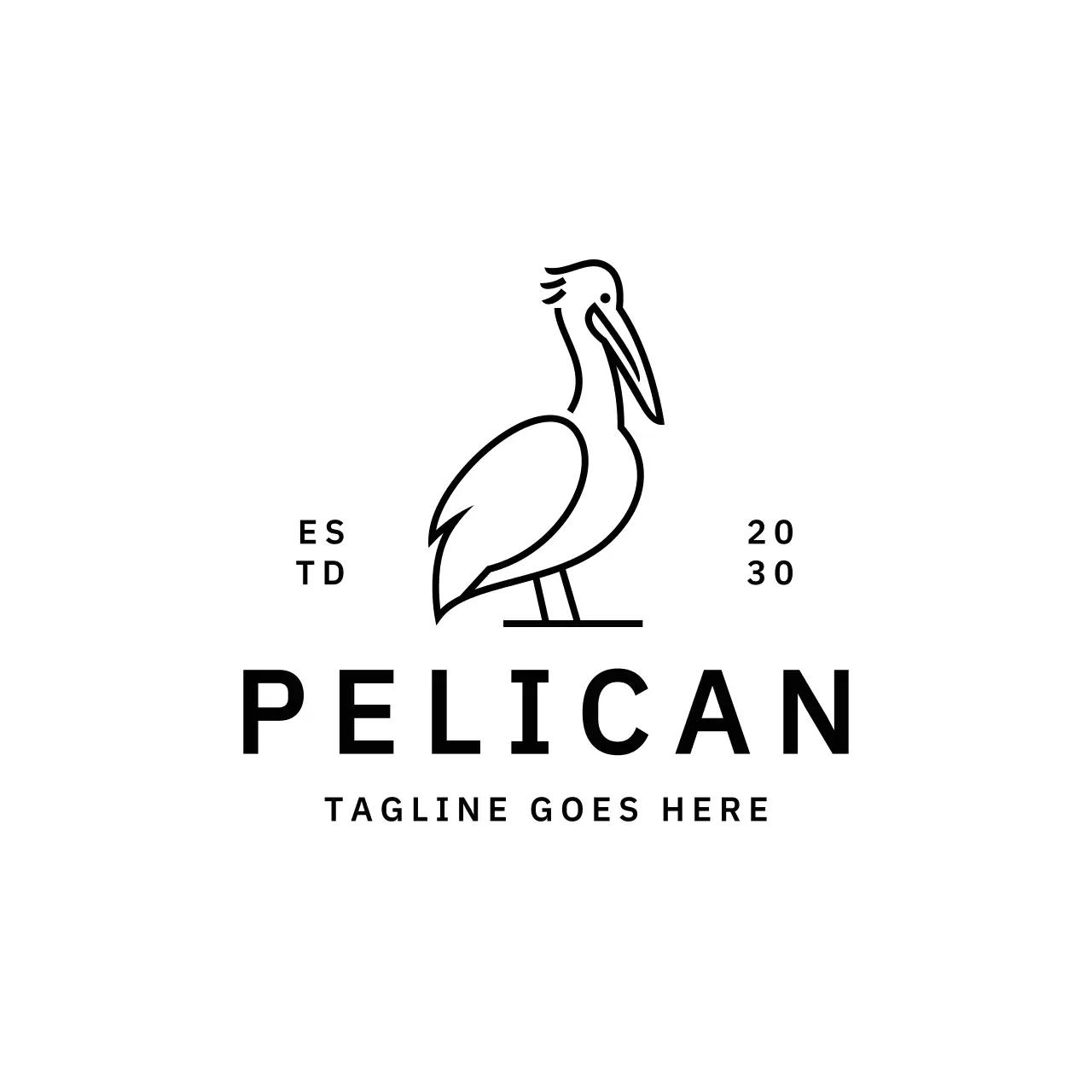 Black Simple Pelican Bird for Brand Identity