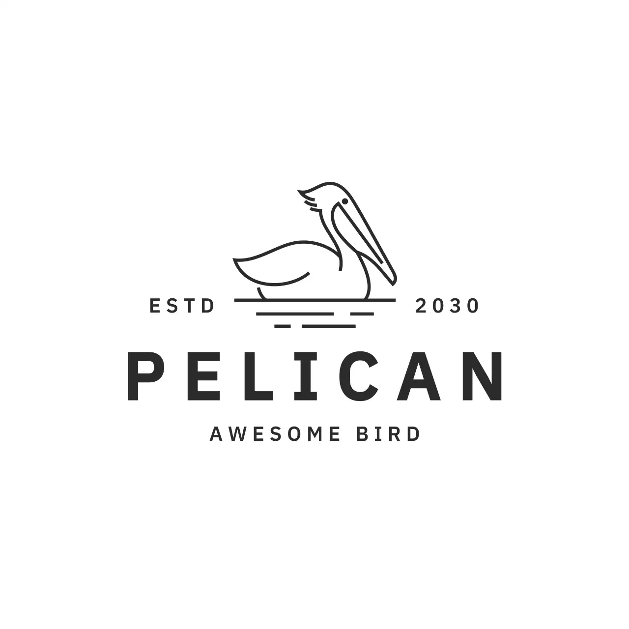Black Minimal Pelican Bird for Brand Identity