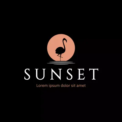 Burung Flamingo Minimalis Hitam untuk Identitas Merek