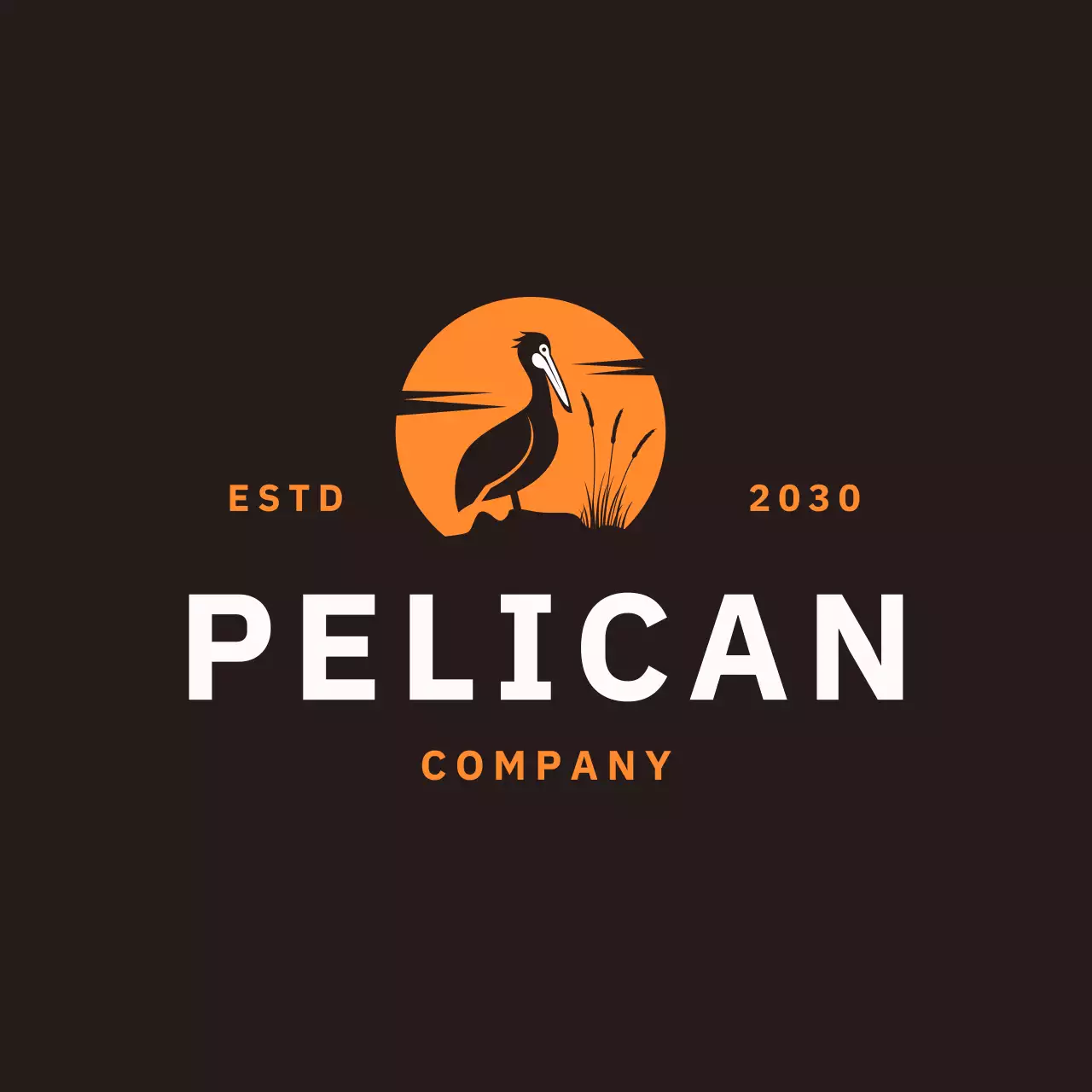 orange modern pelican for brand identity