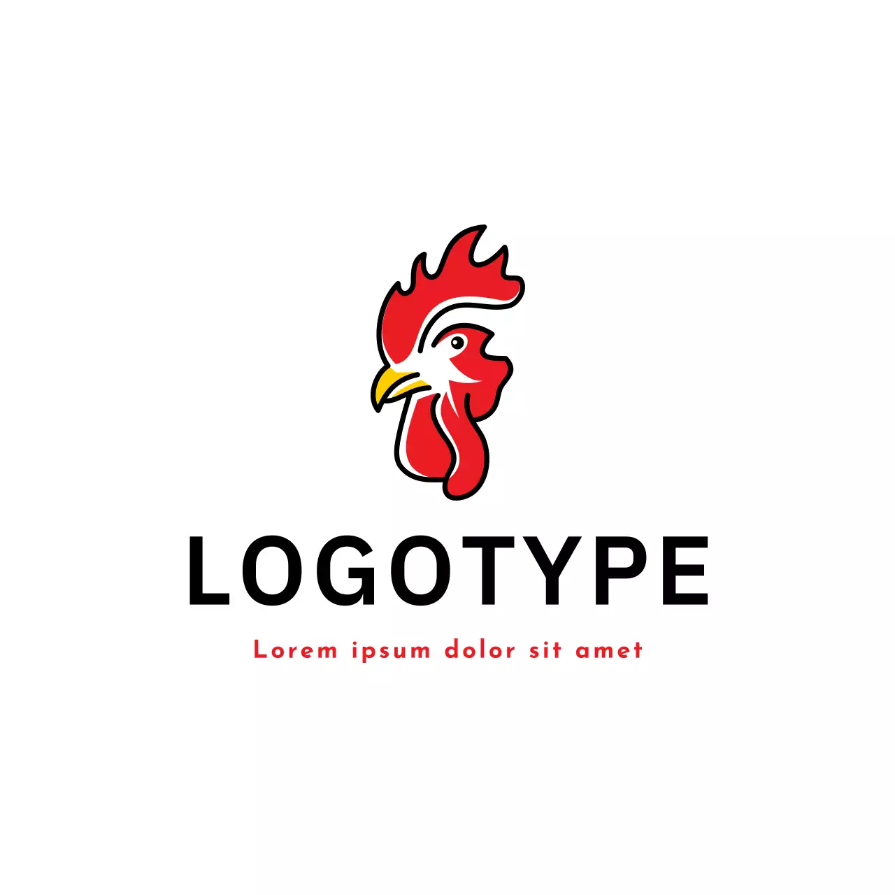 red minimal chicken head for brand identity