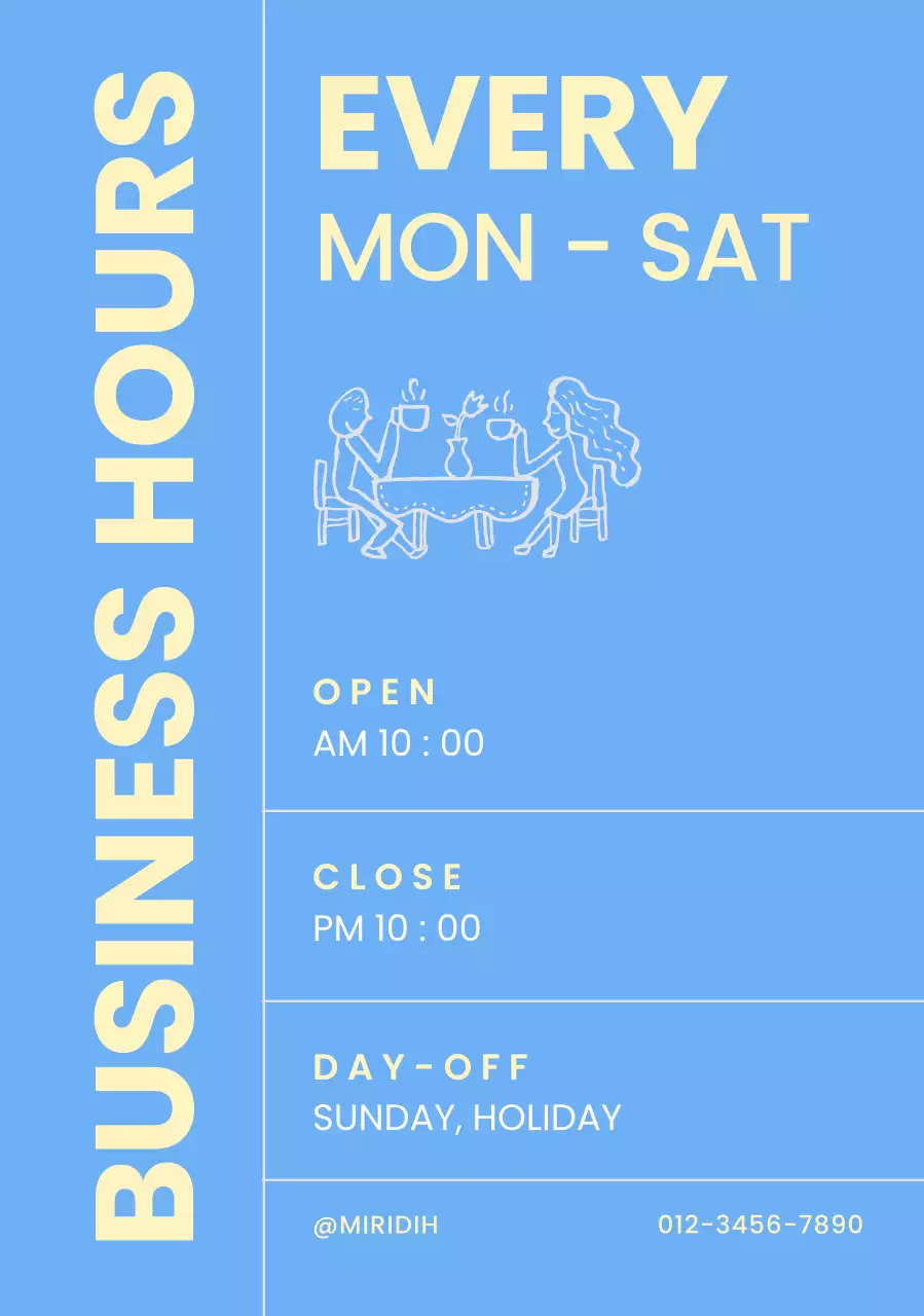 하늘색 깔끔 영업시간 안내