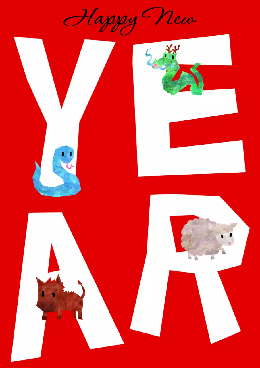 red playful new year's card