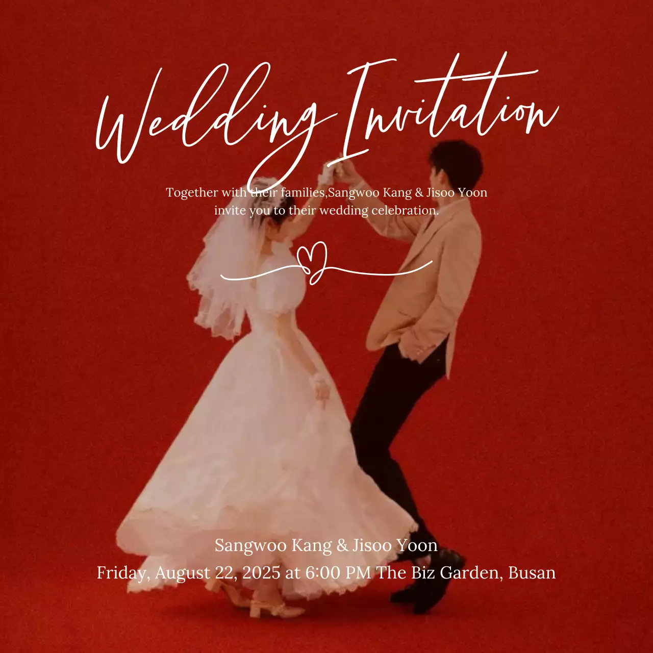 빨강 우아한 결혼 초대장