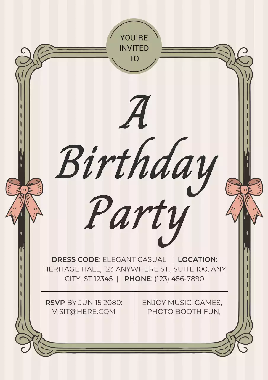 Beige Vintage Birthday Invitation Poster