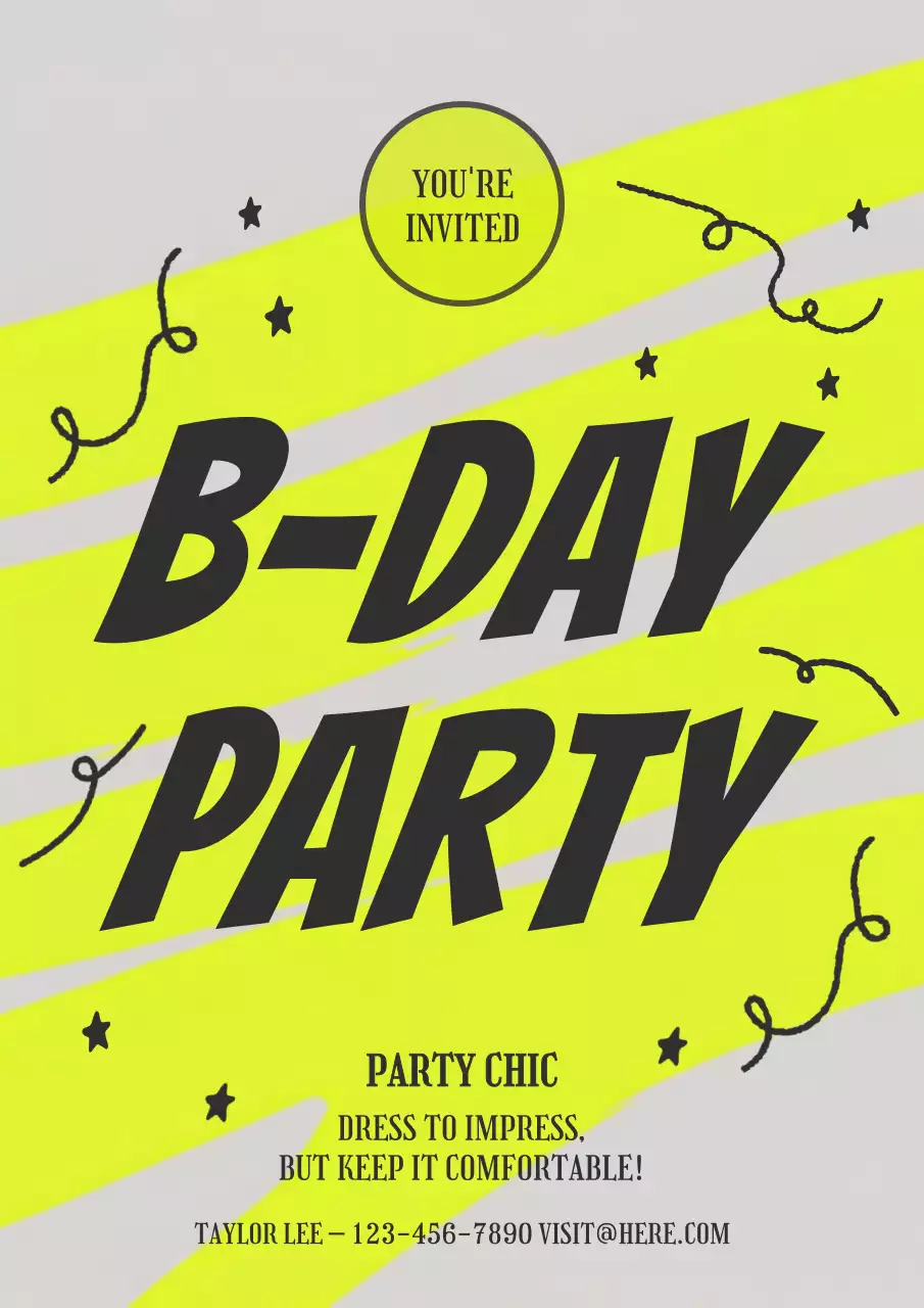 Yellow Playful Party Invitation Poster