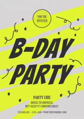 Yellow Playful Party Invitation Poster