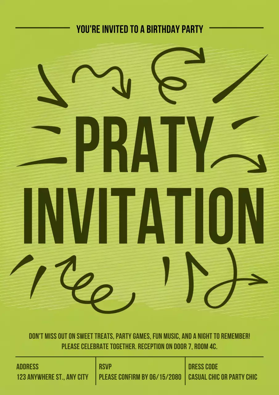 Green Playful Birthday Invitation Poster