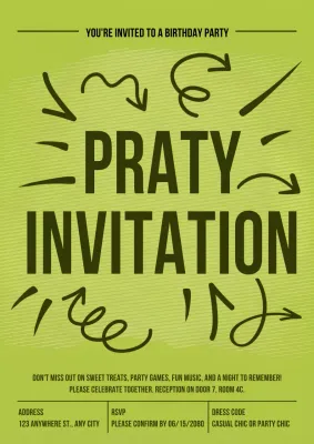 Green Playful Birthday Invitation Poster