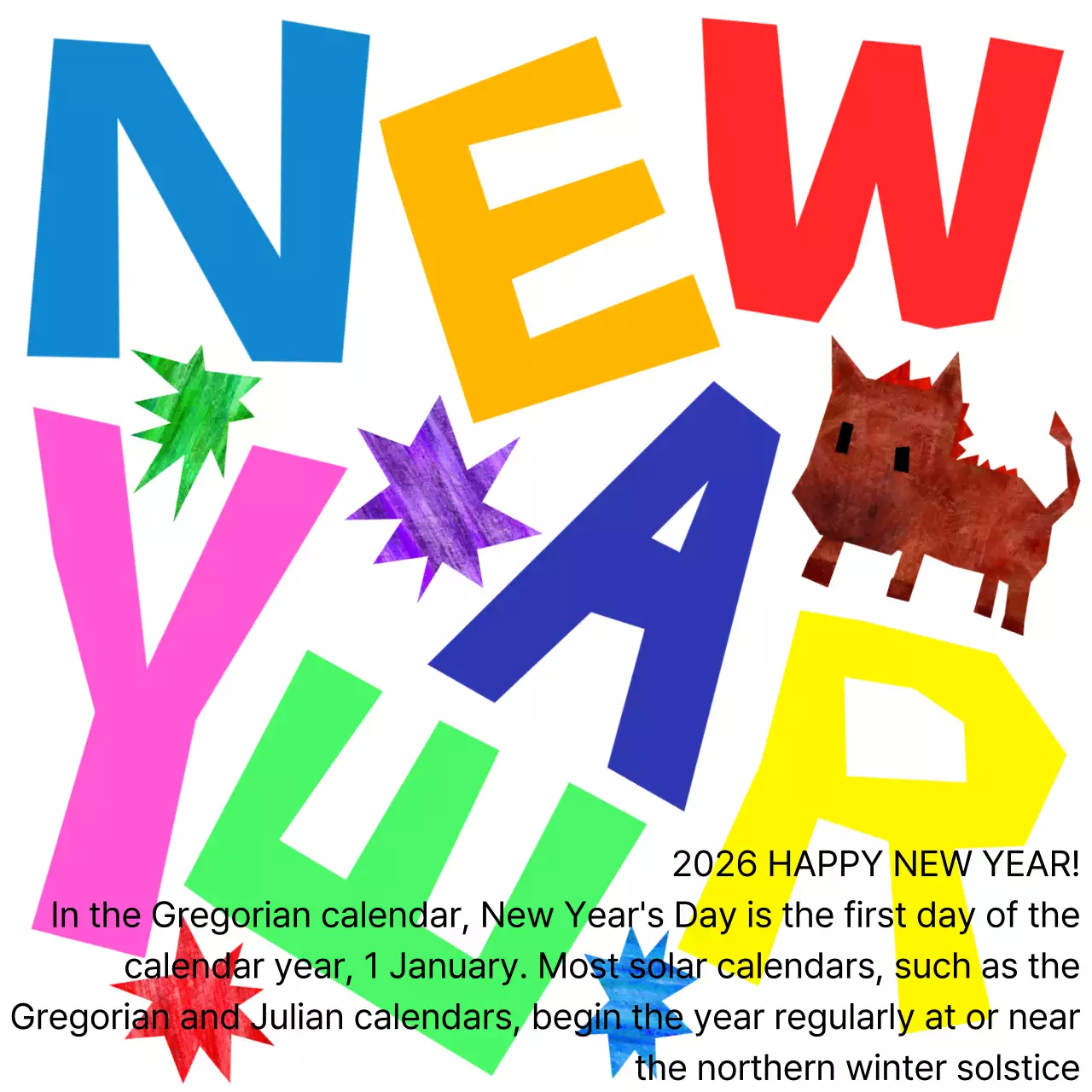 Colorful modern New Year announcement