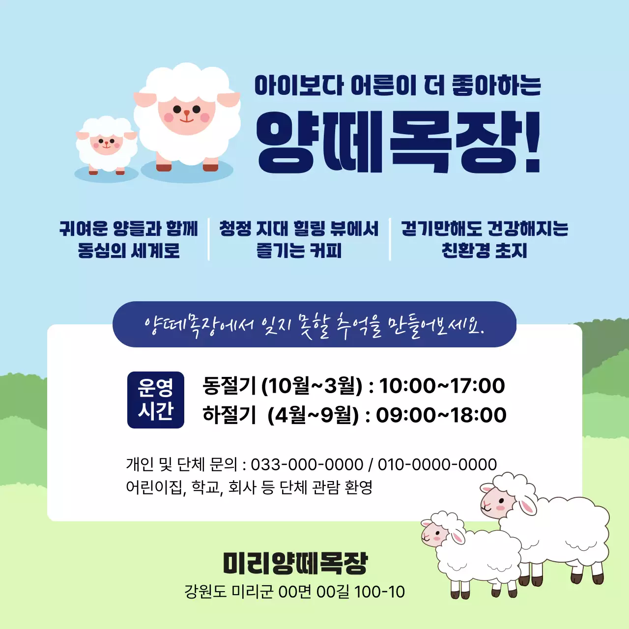 하늘색 아기자기한 양떼목장 안내